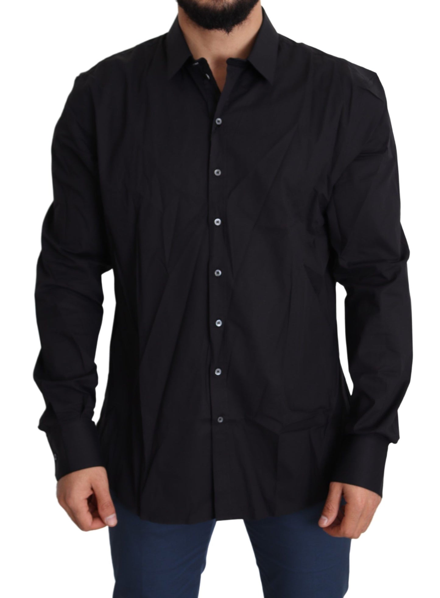 Dolce & Gabbana Camisa de vestir negra elegante slim fit