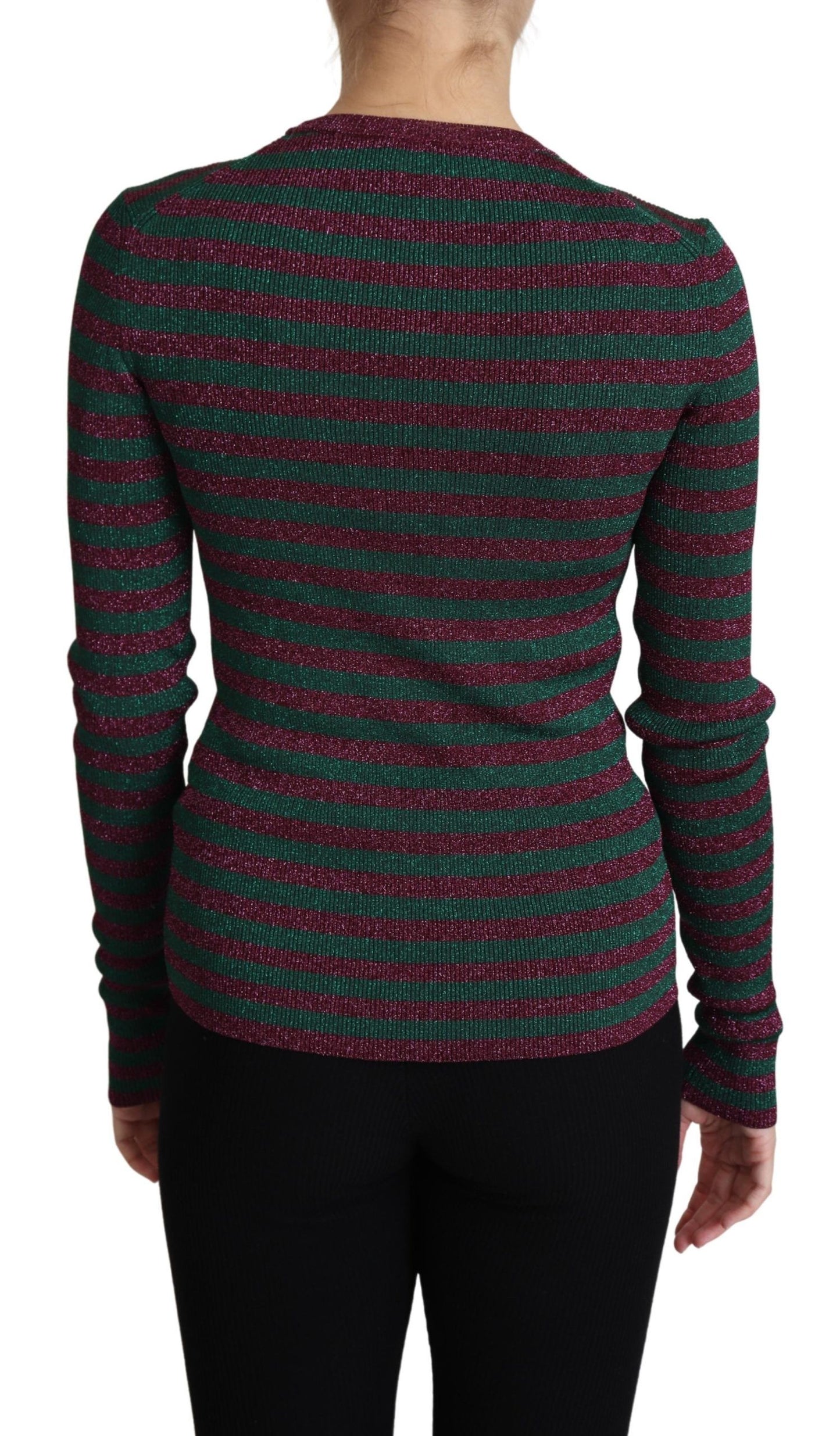 Dolce & Gabbana Elegante suéter granate con cuello redondo