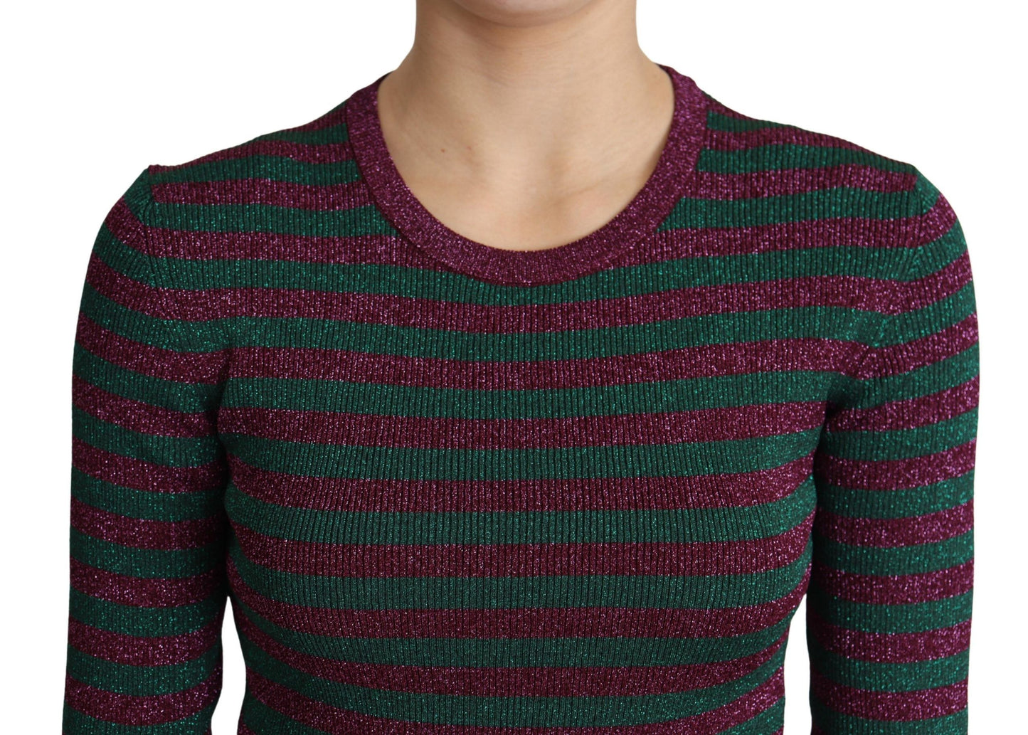Dolce & Gabbana Elegante suéter granate con cuello redondo