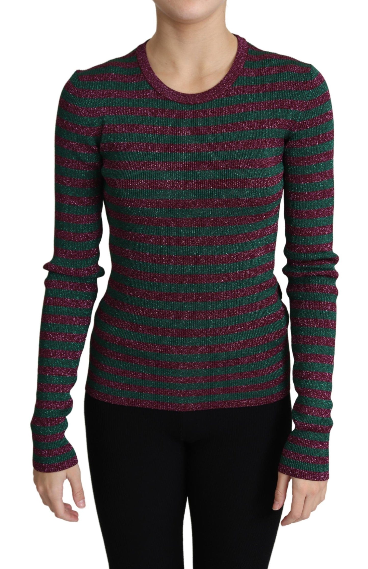 Dolce & Gabbana Elegante suéter granate con cuello redondo