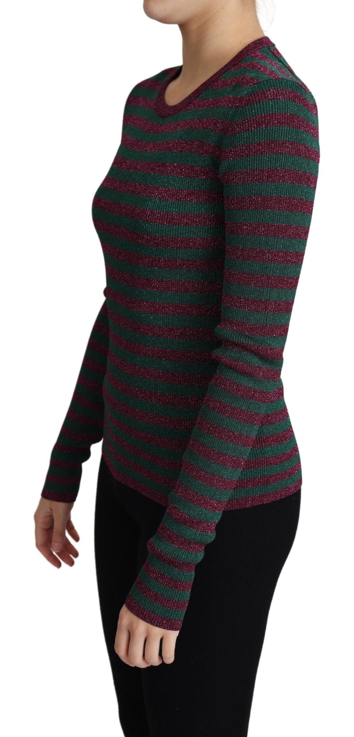 Dolce & Gabbana Elegante suéter granate con cuello redondo