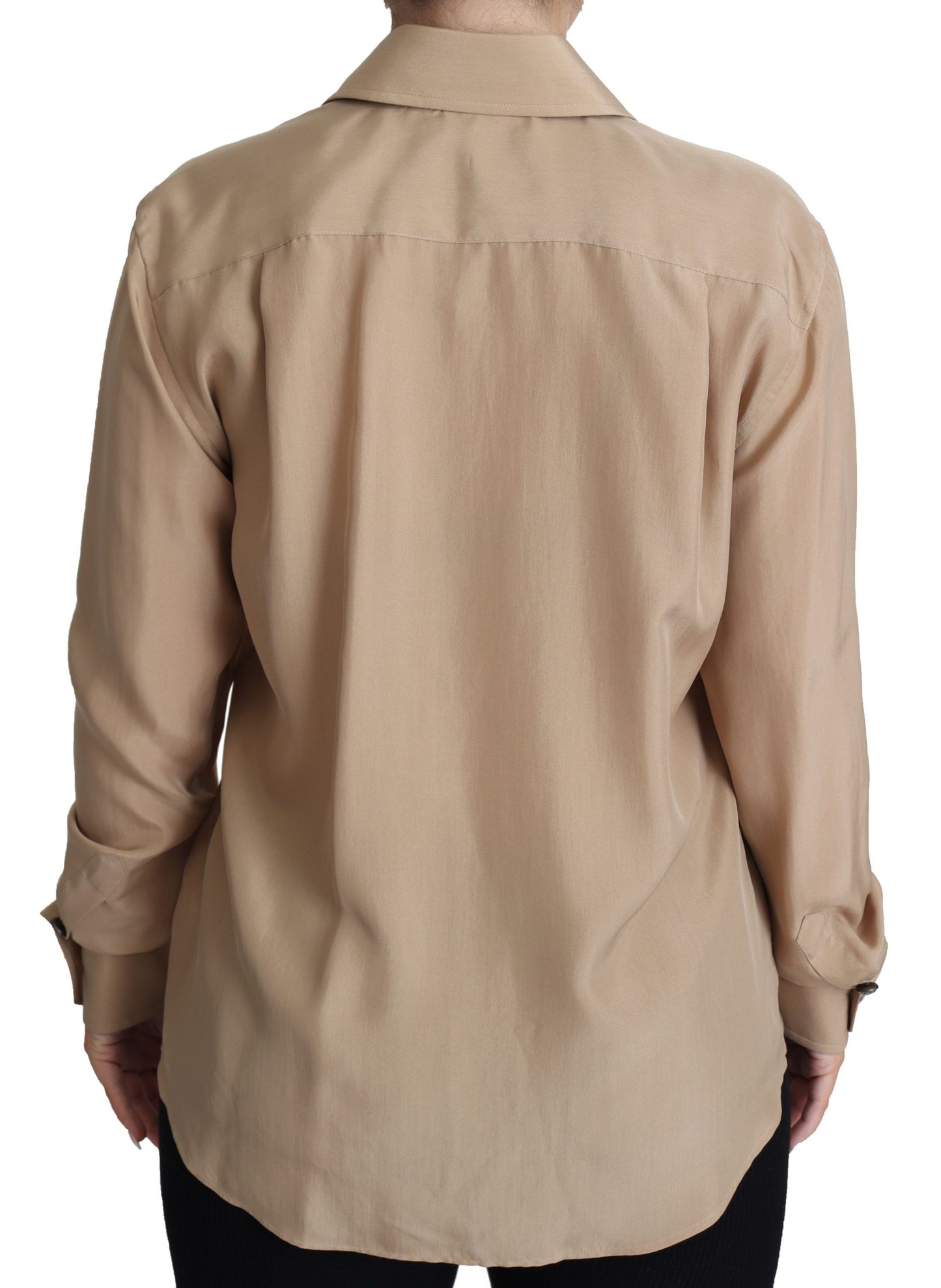 Dolce & Gabbana Elegante Camisa De Seda Beige
