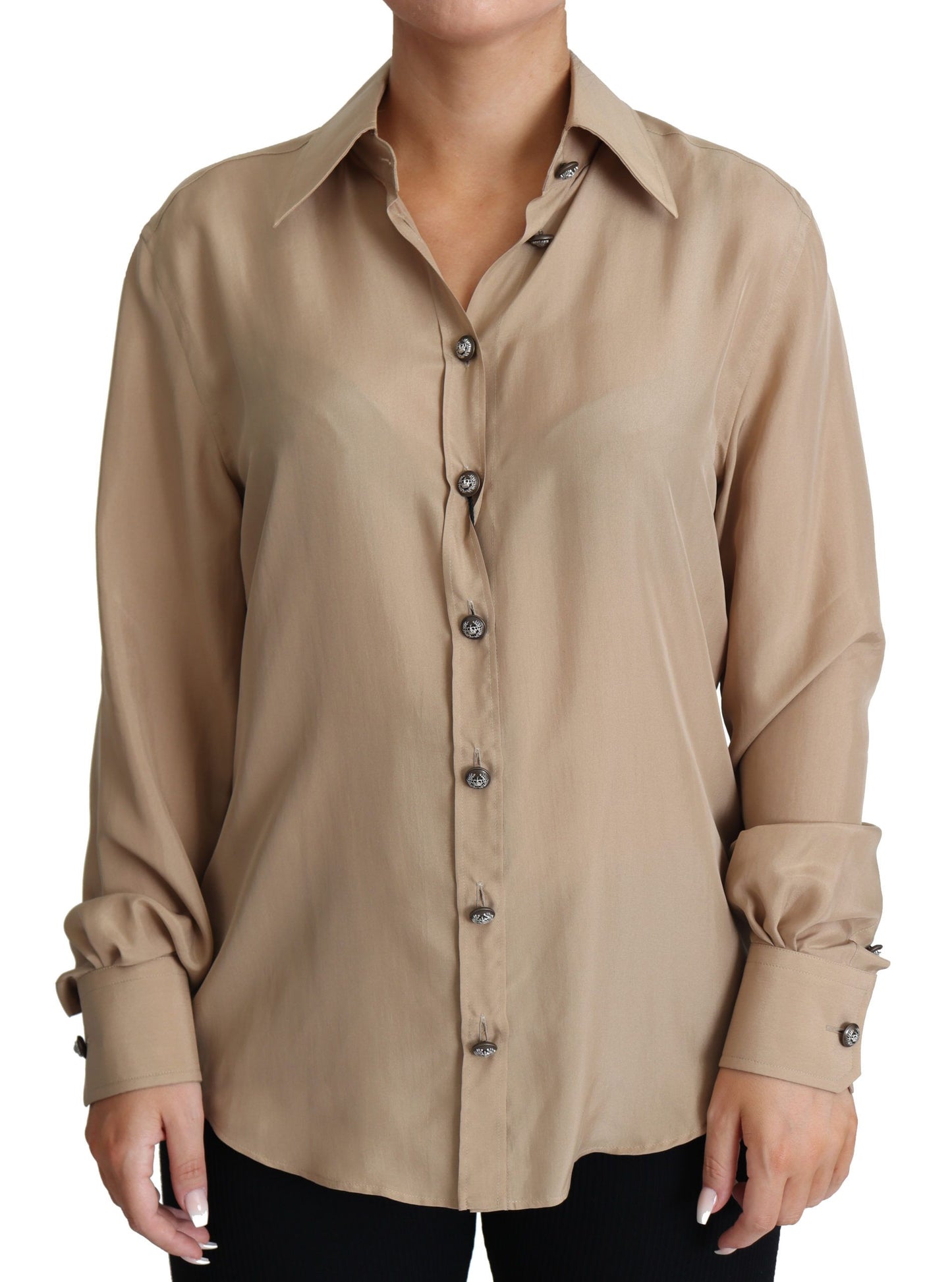 Dolce & Gabbana Elegante Camisa De Seda Beige