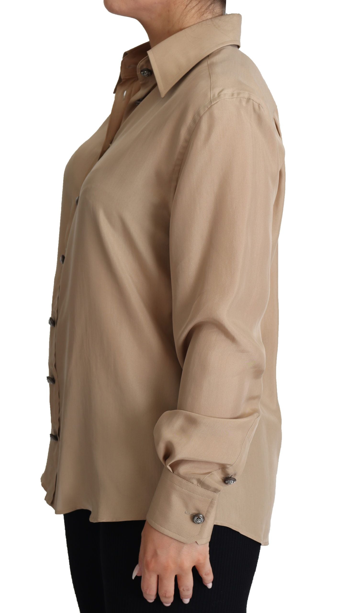 Dolce & Gabbana Elegante Camisa De Seda Beige
