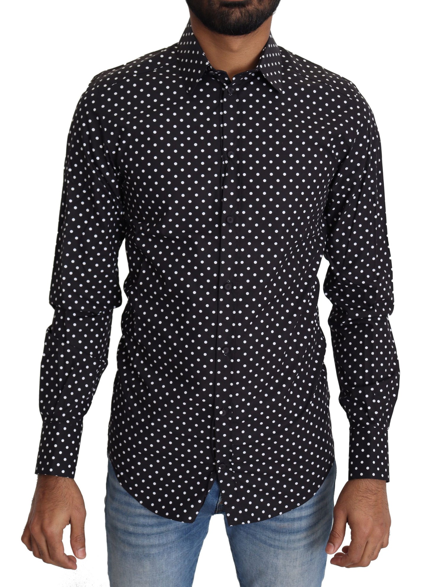Dolce & Gabbana Camisa Manga Larga Hombre Elegante Lunares