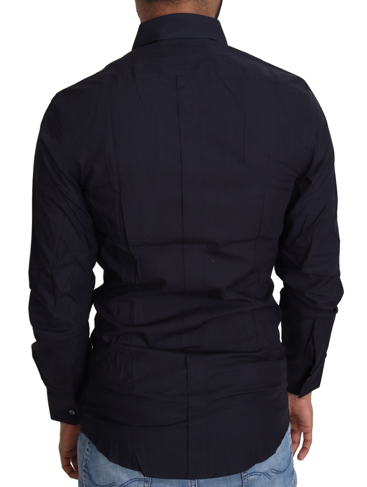 Dolce & Gabbana Camisa de vestir azul marino de corte slim Gold Series