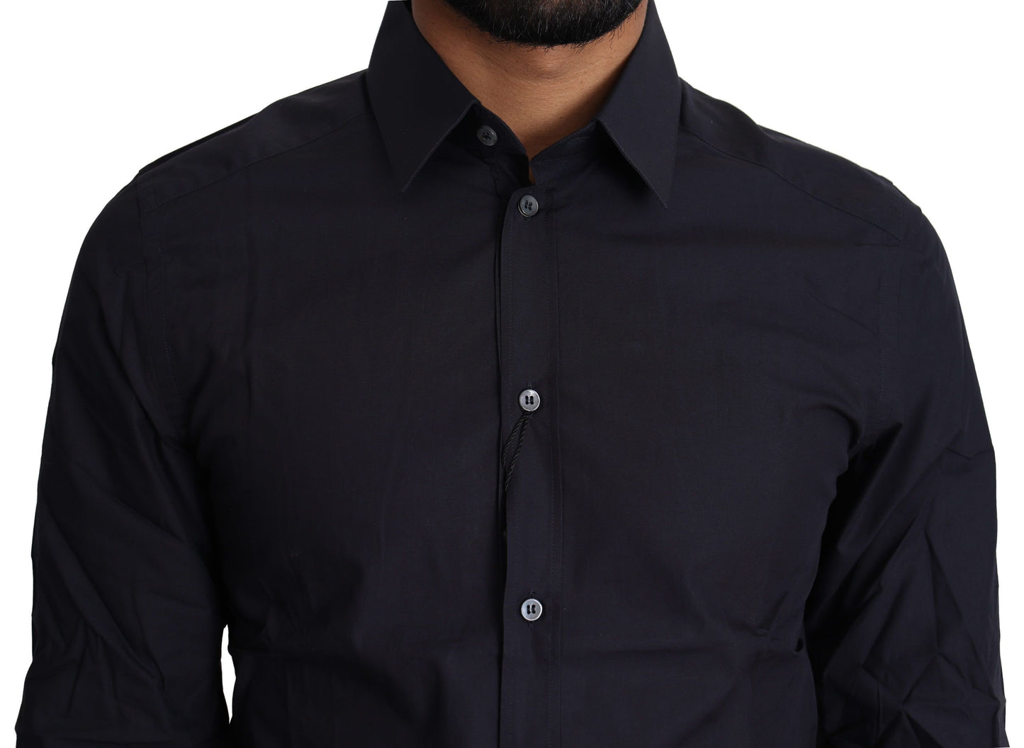 Dolce & Gabbana Camisa de vestir azul marino de corte slim Gold Series