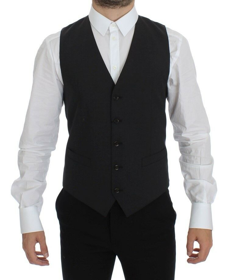 Dolce & Gabbana Chaleco de vestir elegante en mezcla de lana gris