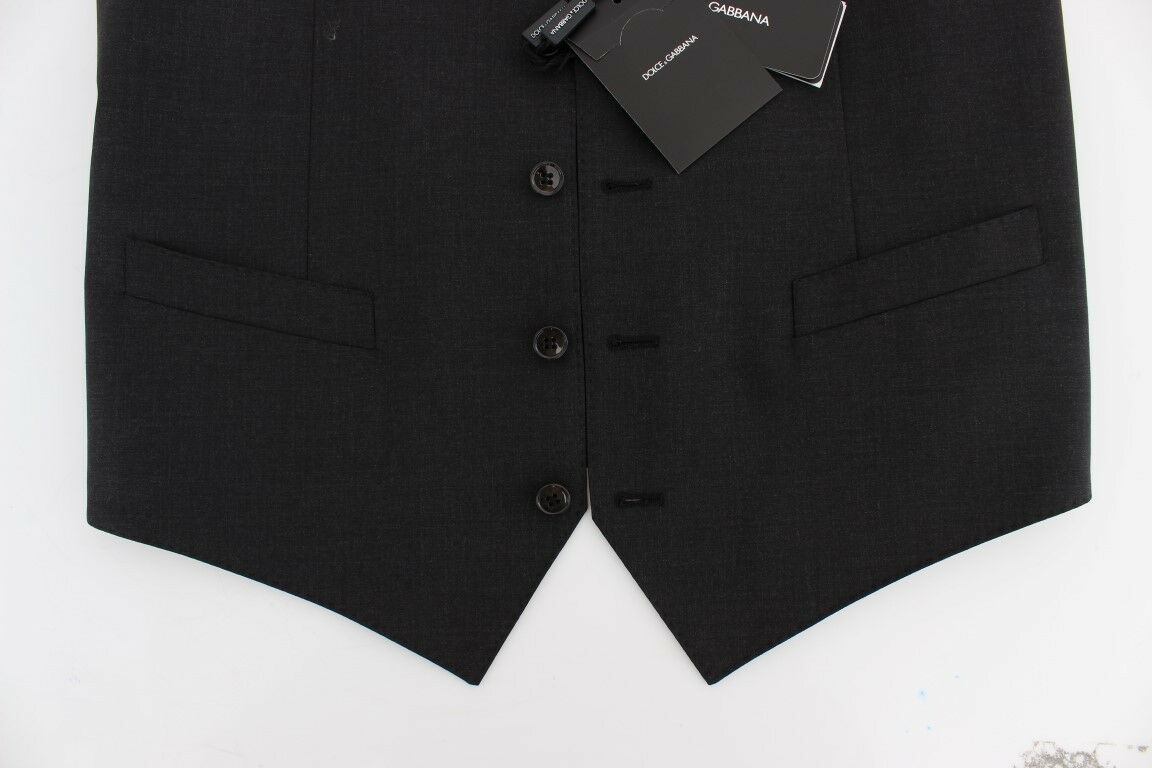 Dolce & Gabbana Chaleco de vestir elegante en mezcla de lana gris