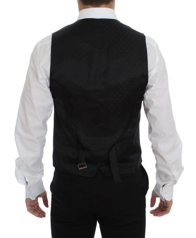 Dolce & Gabbana Chaleco de vestir elegante en mezcla de lana marrón y negro