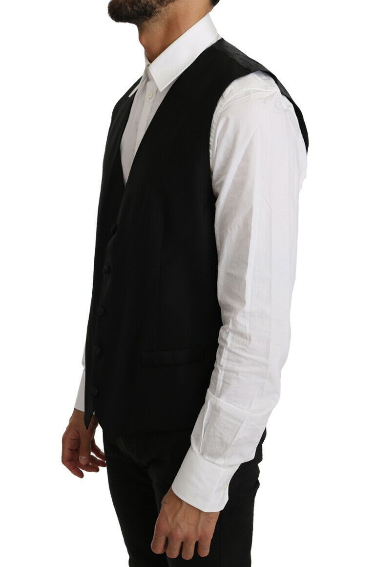 Dolce & Gabbana Elegante chaleco formal negro de mezcla de lana