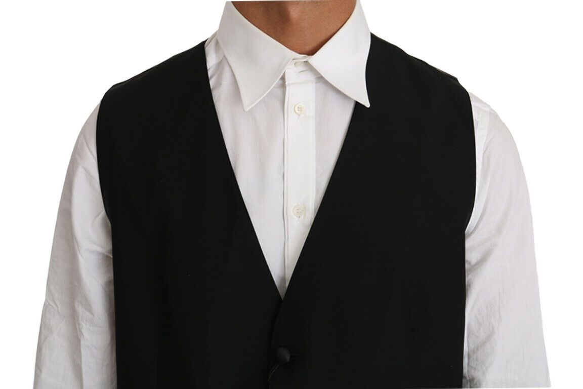 Dolce & Gabbana Elegante chaleco formal negro de mezcla de lana