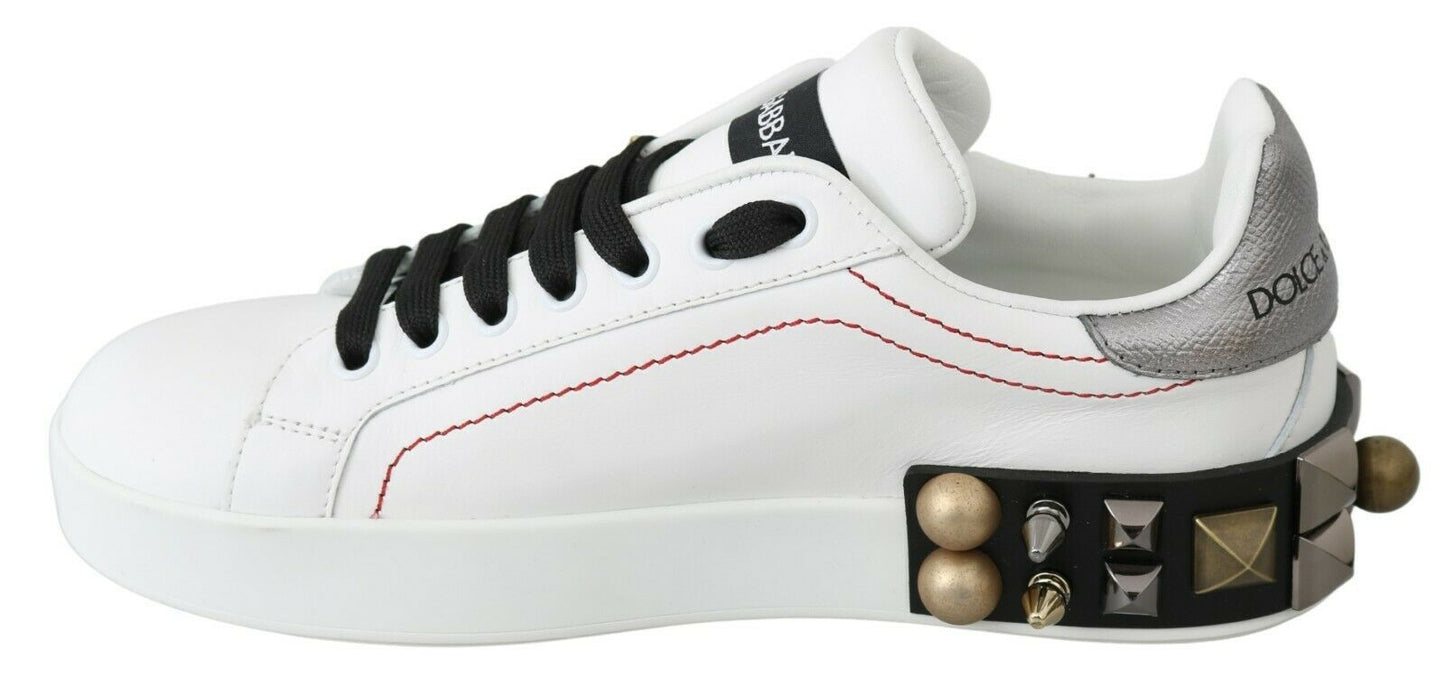 Dolce & Gabbana Zapatillas deportivas de cuero con adornos florales y cristales
