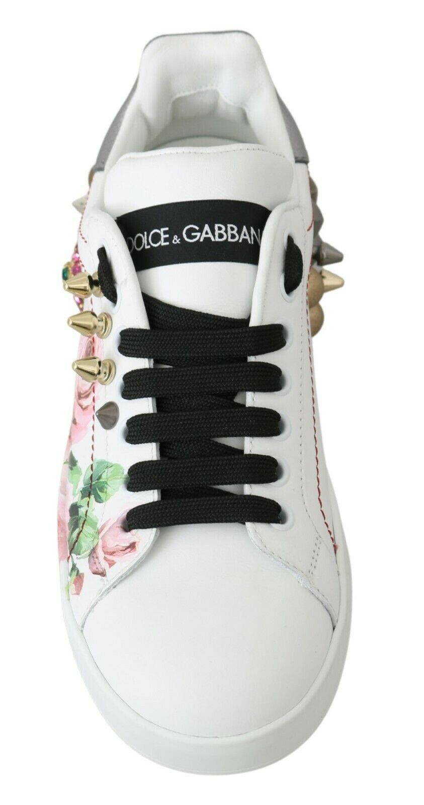 Dolce & Gabbana Zapatillas deportivas de cuero con adornos florales y cristales