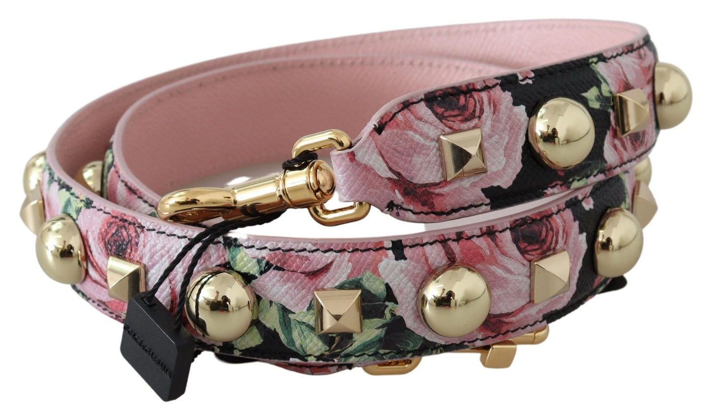 Dolce & Gabbana Correa de cuero con tachuelas doradas florales en rosa