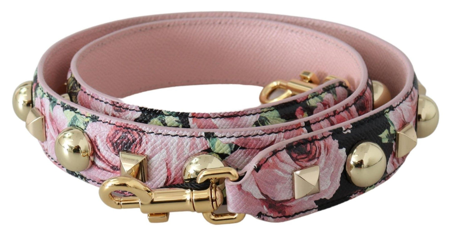 Dolce & Gabbana Correa de cuero con tachuelas doradas florales en rosa
