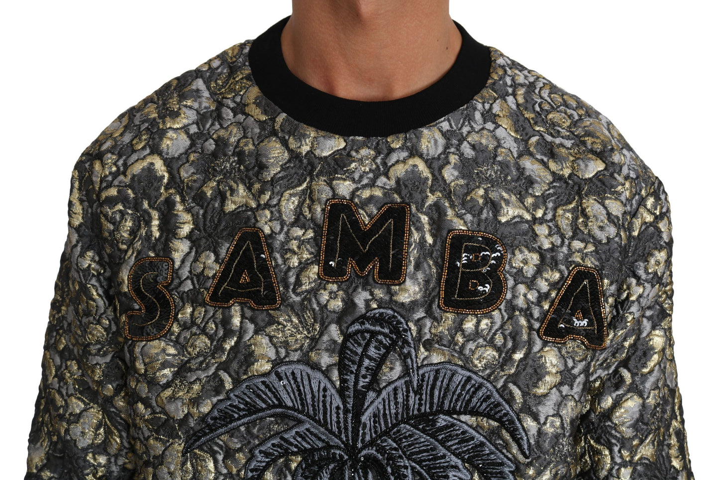 Dolce & Gabbana Suéter con cuello redondo y palma en jacquard Samba