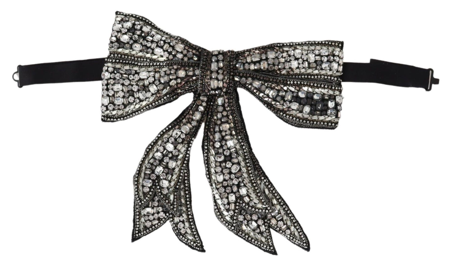 Dolce & Gabbana Pajarita De Seda Con Adornos De Cristal - Silver Elegance