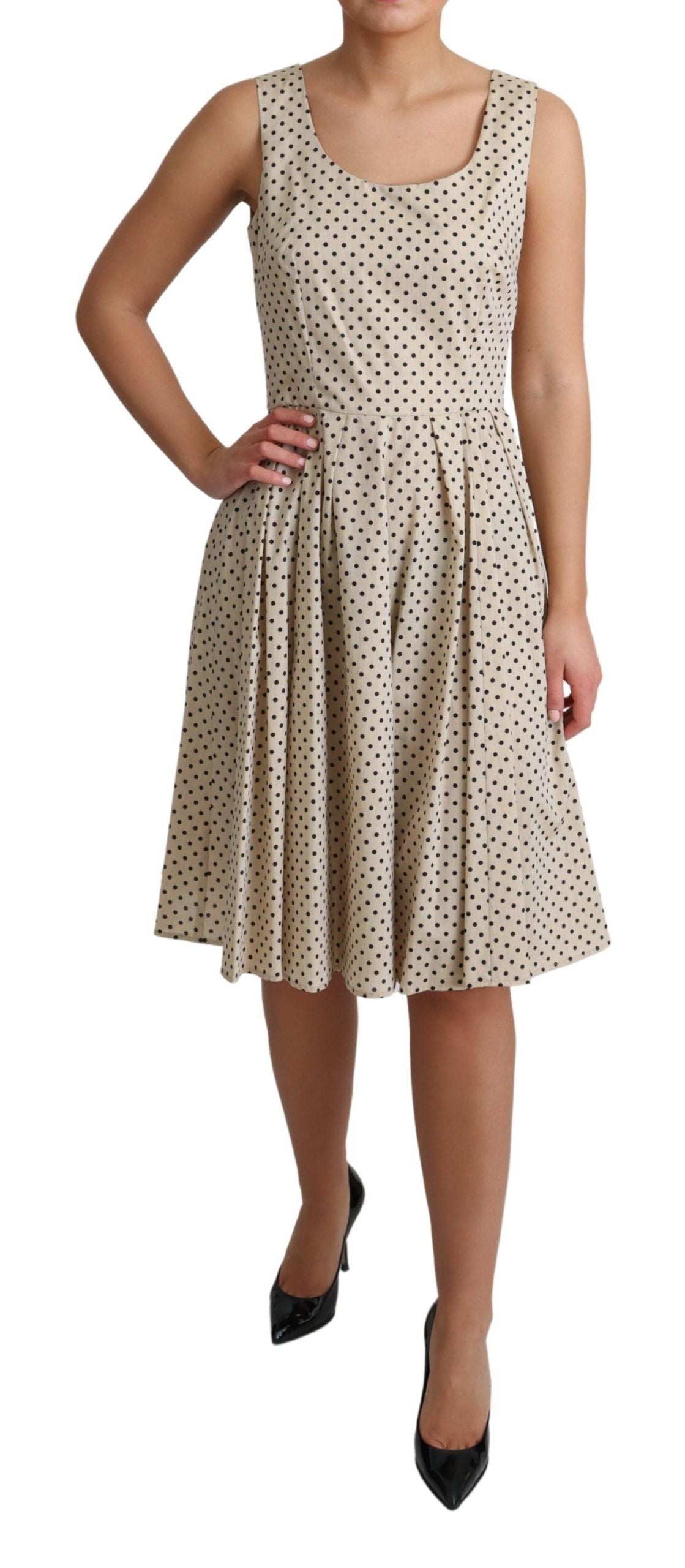 Dolce & Gabbana Elegante vestido evasé sin mangas con lunares