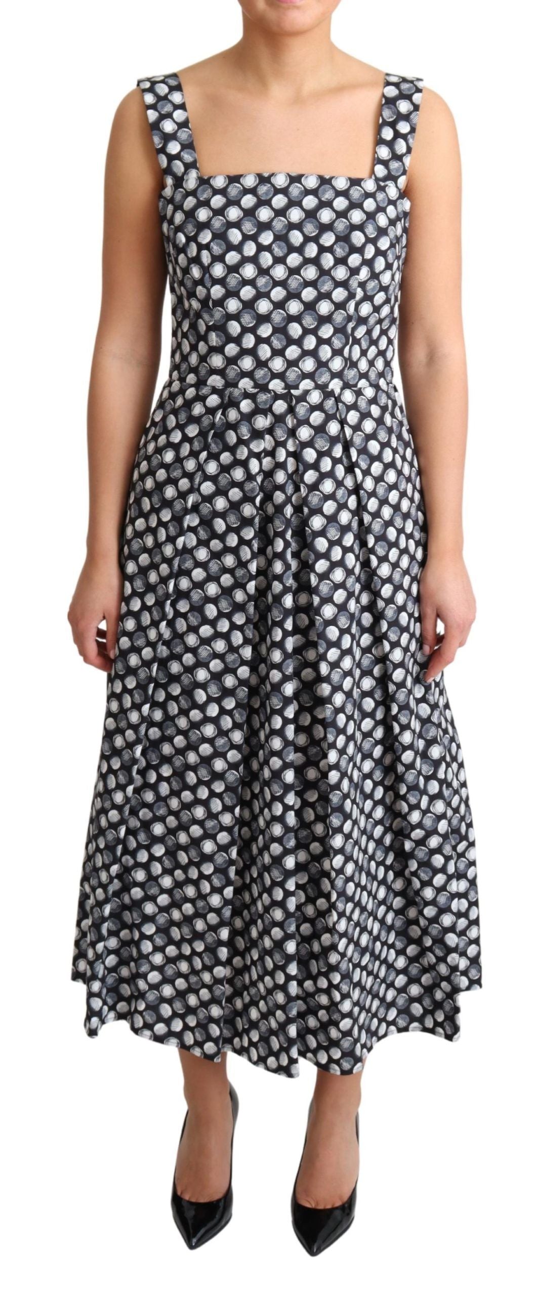 Dolce & Gabbana Vestido midi acampanado geométrico elegante sin mangas