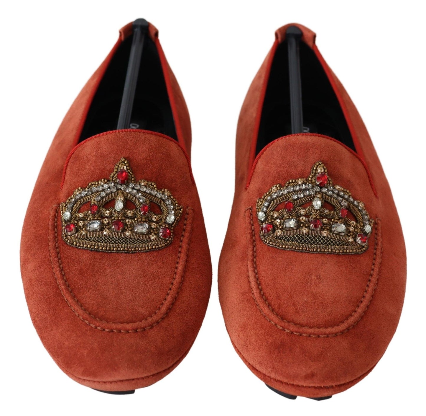 Mocasines Dolce & Gabbana Opulent de cuero naranja con bordado dorado