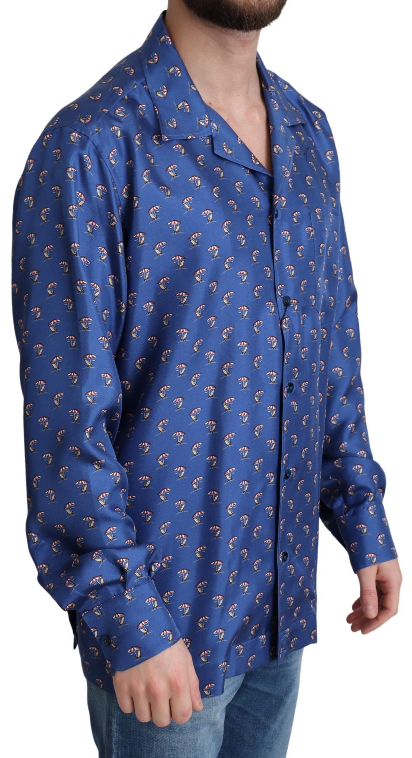 Dolce & Gabbana Camisa casual con estampado de silla de playa de seda