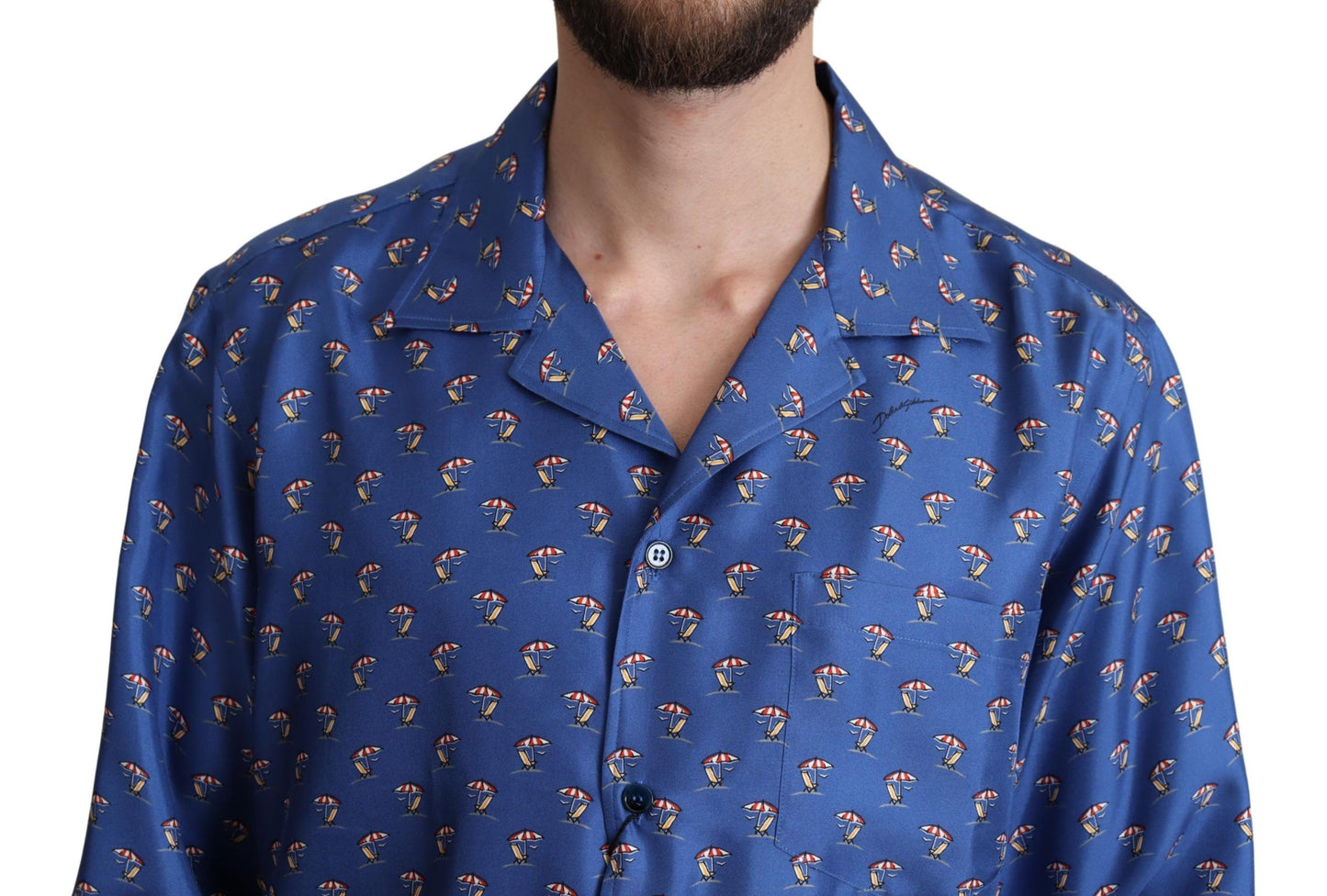 Dolce & Gabbana Camisa casual con estampado de silla de playa de seda