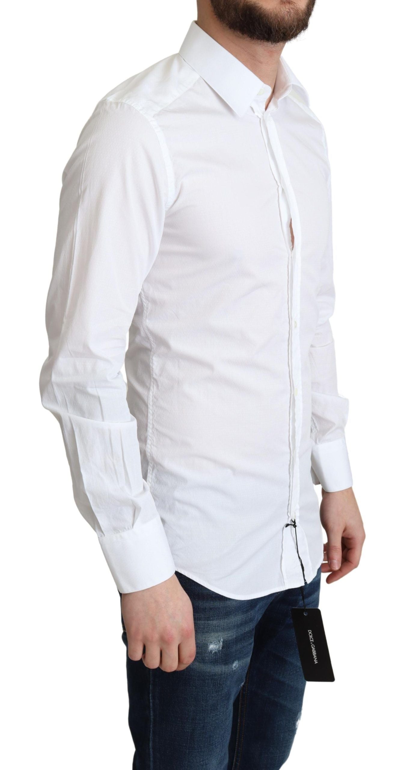 Dolce & Gabbana Elegante camisa de vestir de algodón blanca