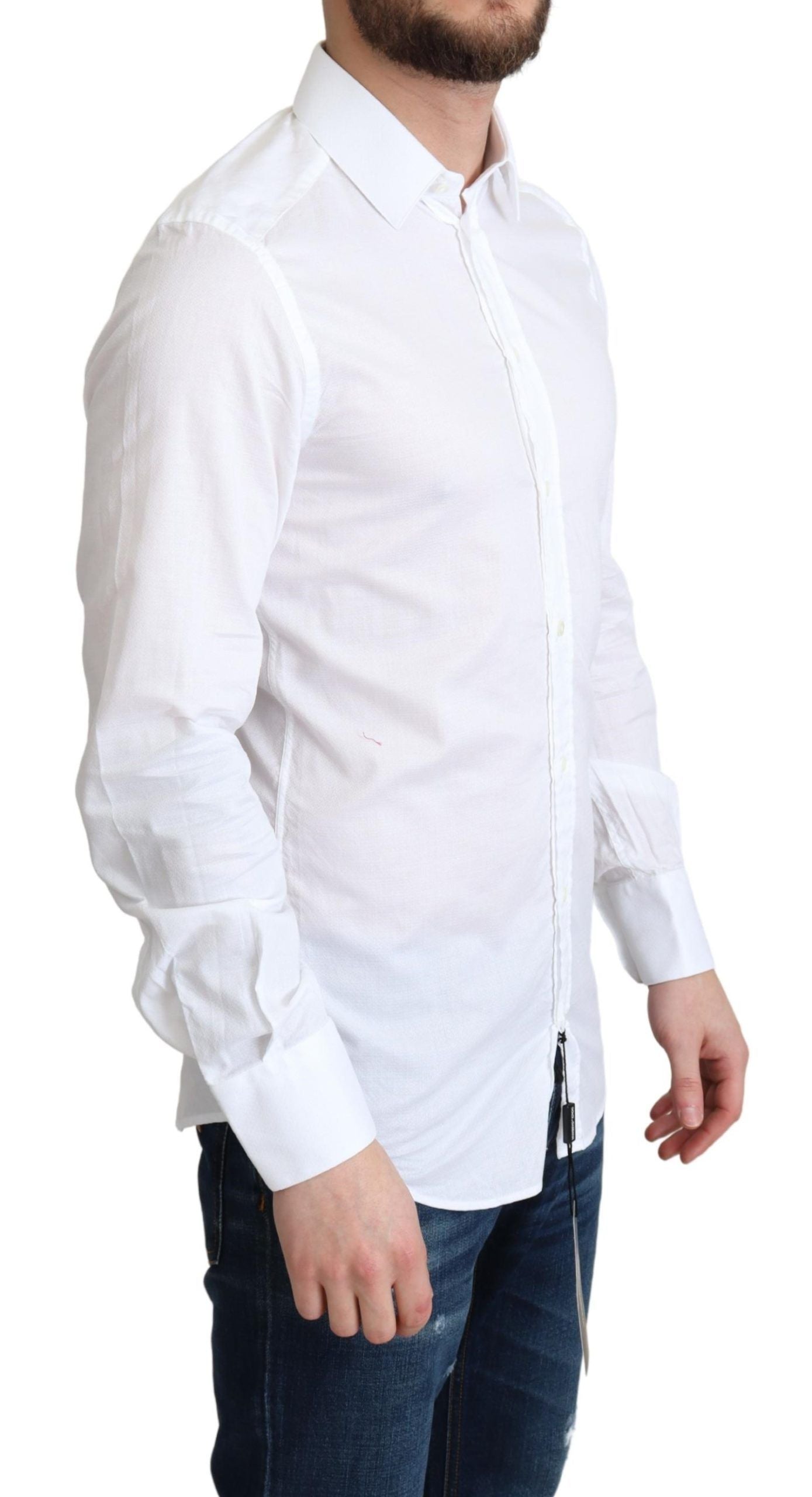 Dolce & Gabbana Elegante camisa de vestir de algodón blanca Slim Fit
