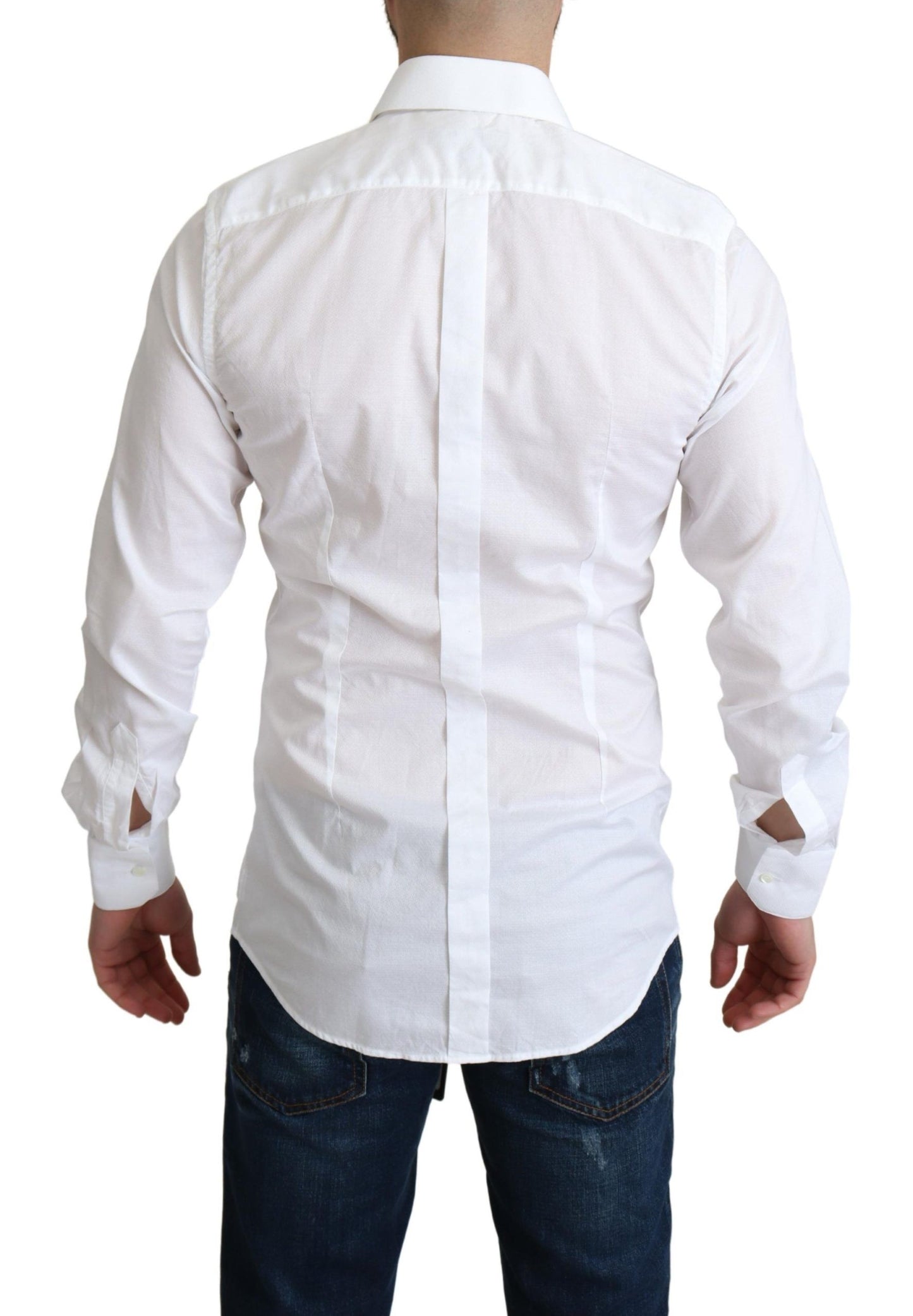 Dolce & Gabbana Elegante camisa de vestir de algodón blanca Slim Fit
