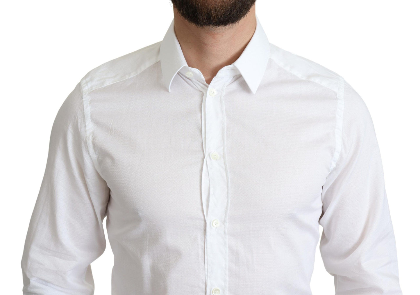 Dolce & Gabbana Elegante camisa de vestir de algodón blanca Slim Fit