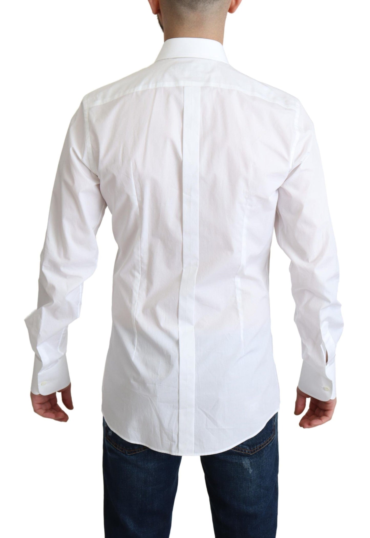 Dolce & Gabbana Camisa de vestir elegante con pechera de algodón blanca