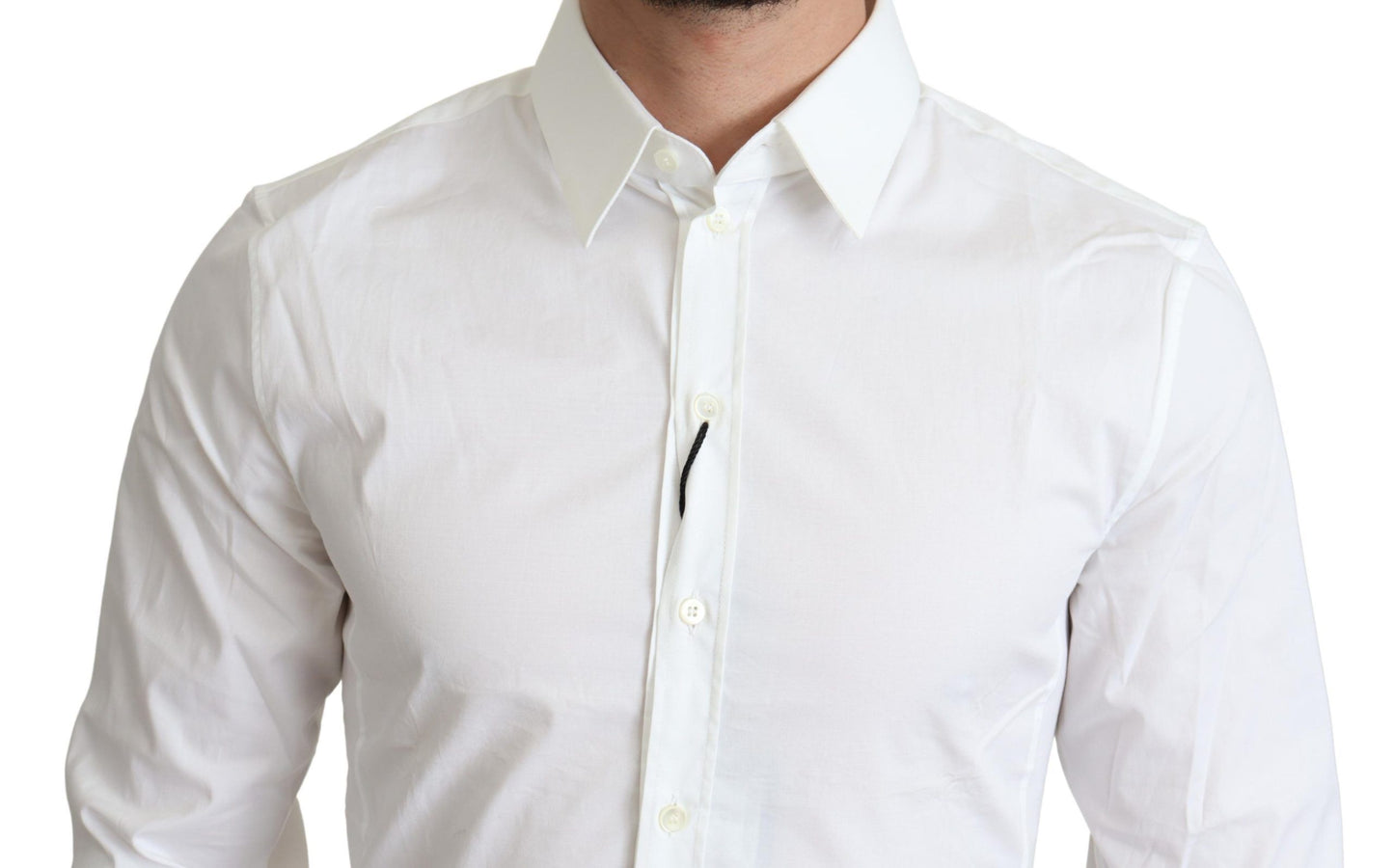 Dolce & Gabbana Elegante camisa de vestir elástica de algodón blanco