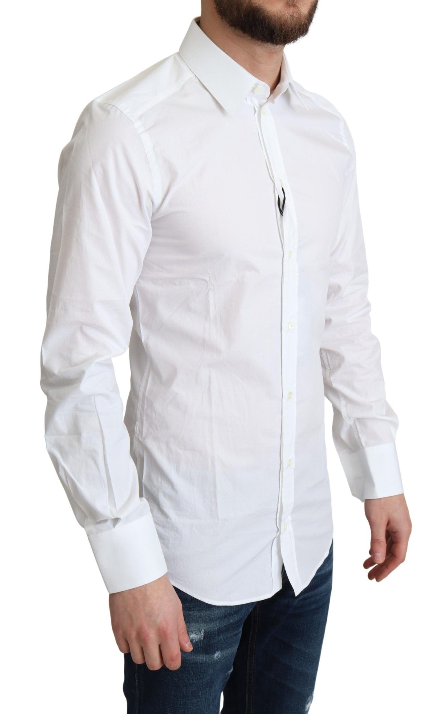 Dolce & Gabbana Elegante camisa de vestir de algodón blanca
