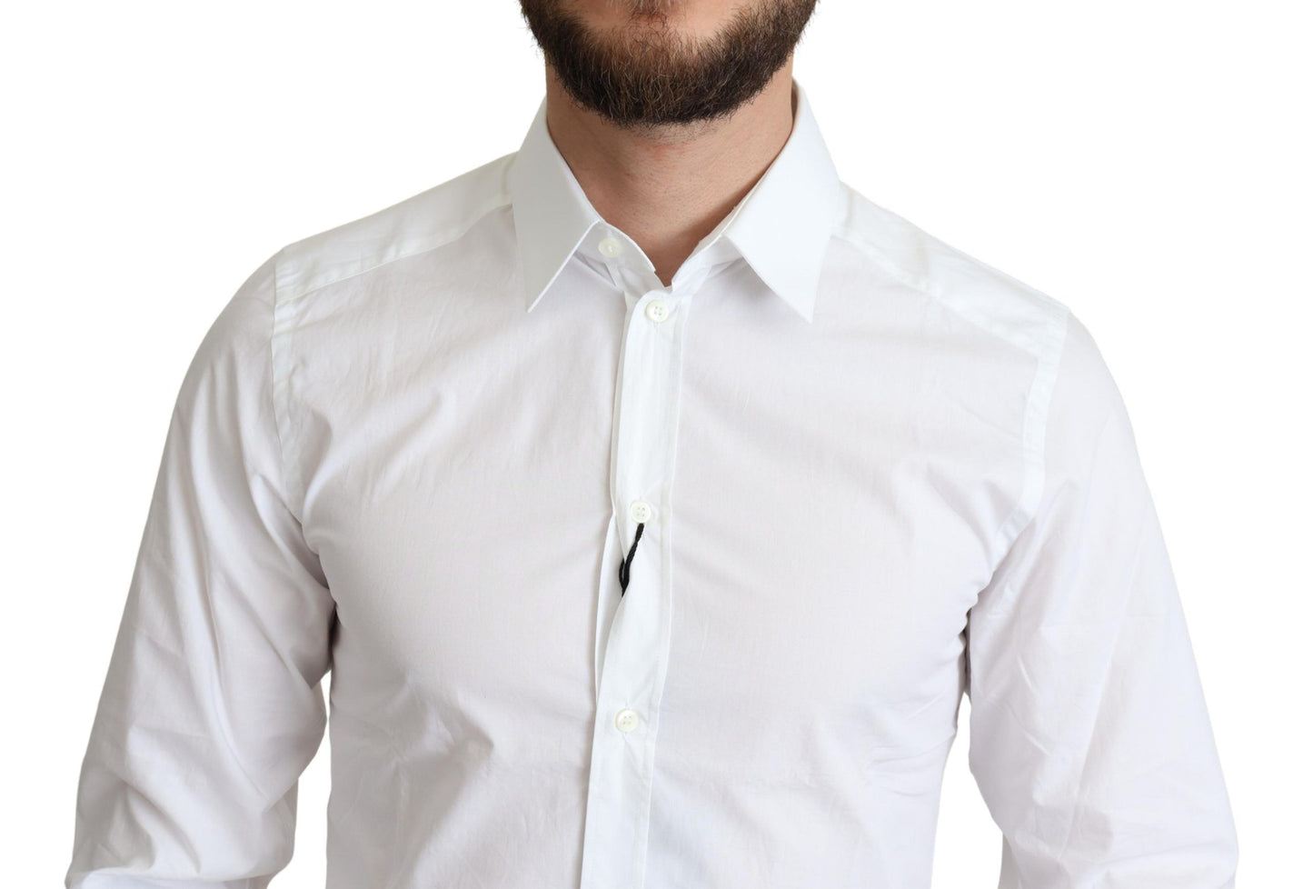 Dolce & Gabbana Elegante camisa de vestir de algodón blanca