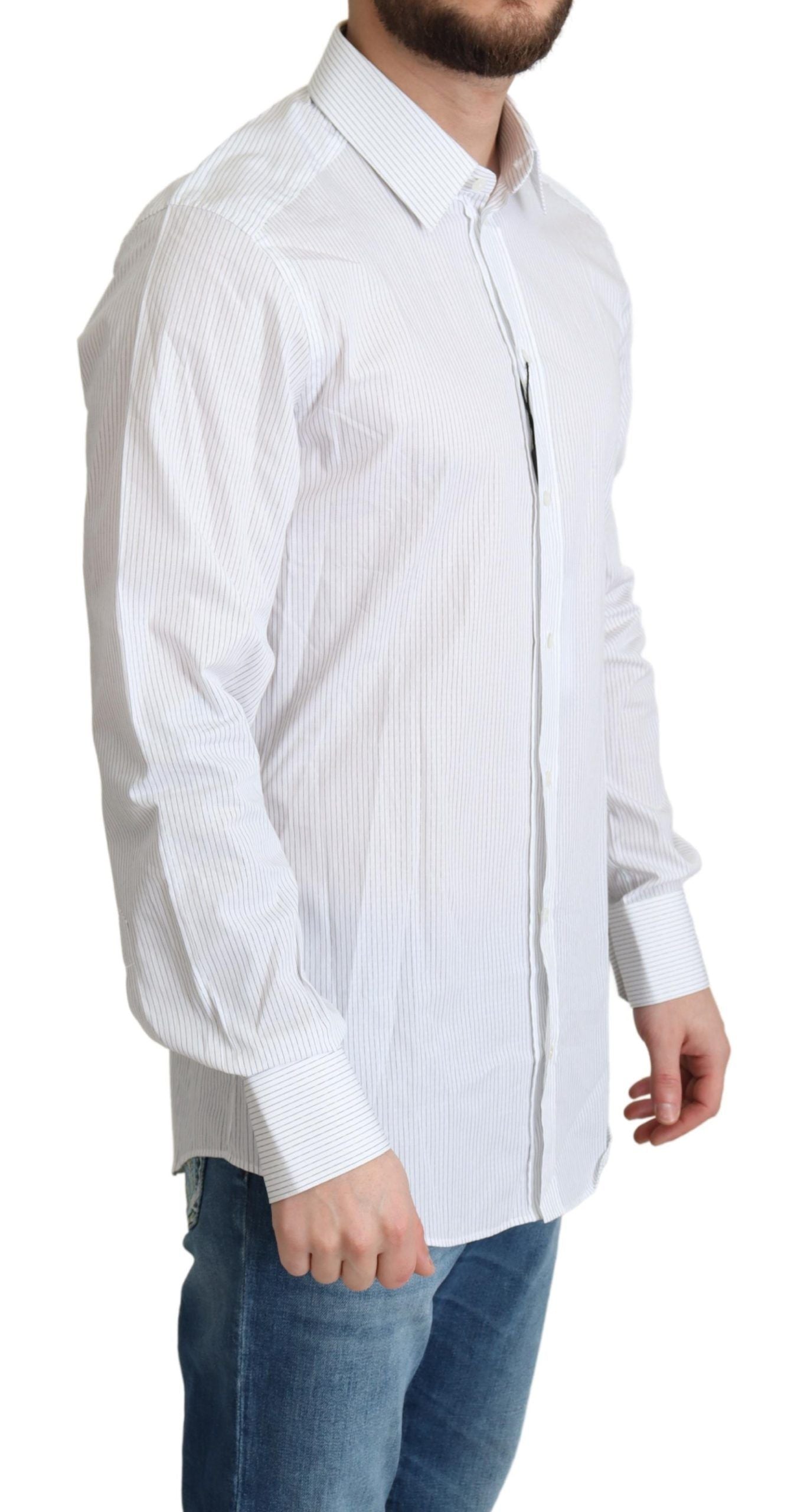 Dolce & Gabbana Camisa de vestir elegante a rayas doradas