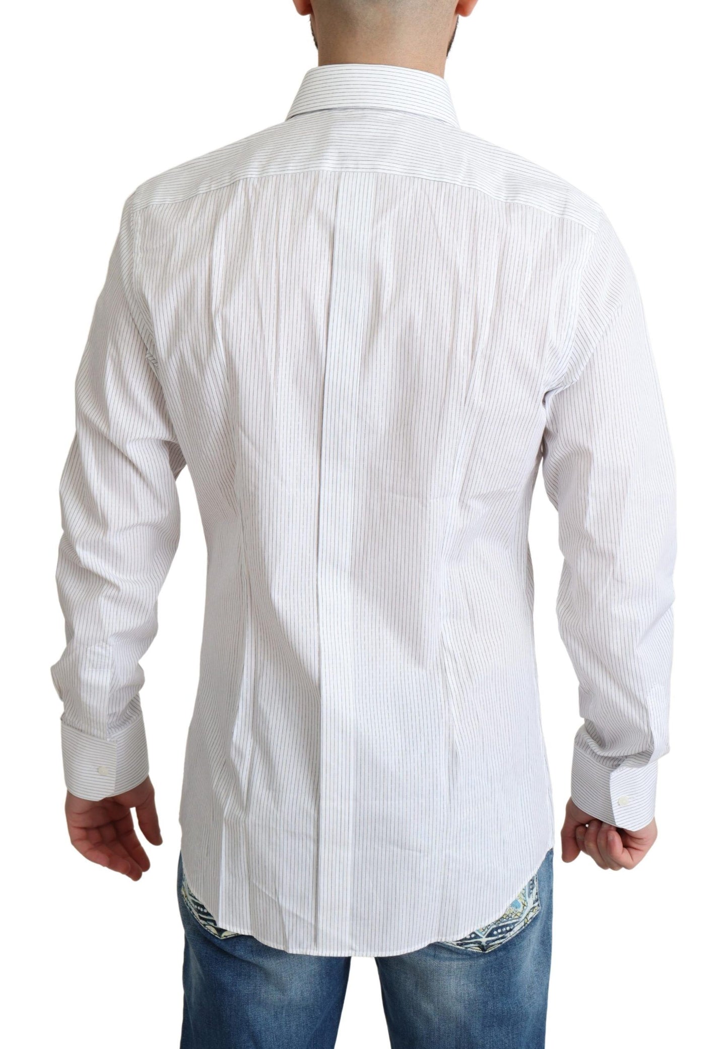 Dolce & Gabbana Camisa de vestir elegante a rayas doradas