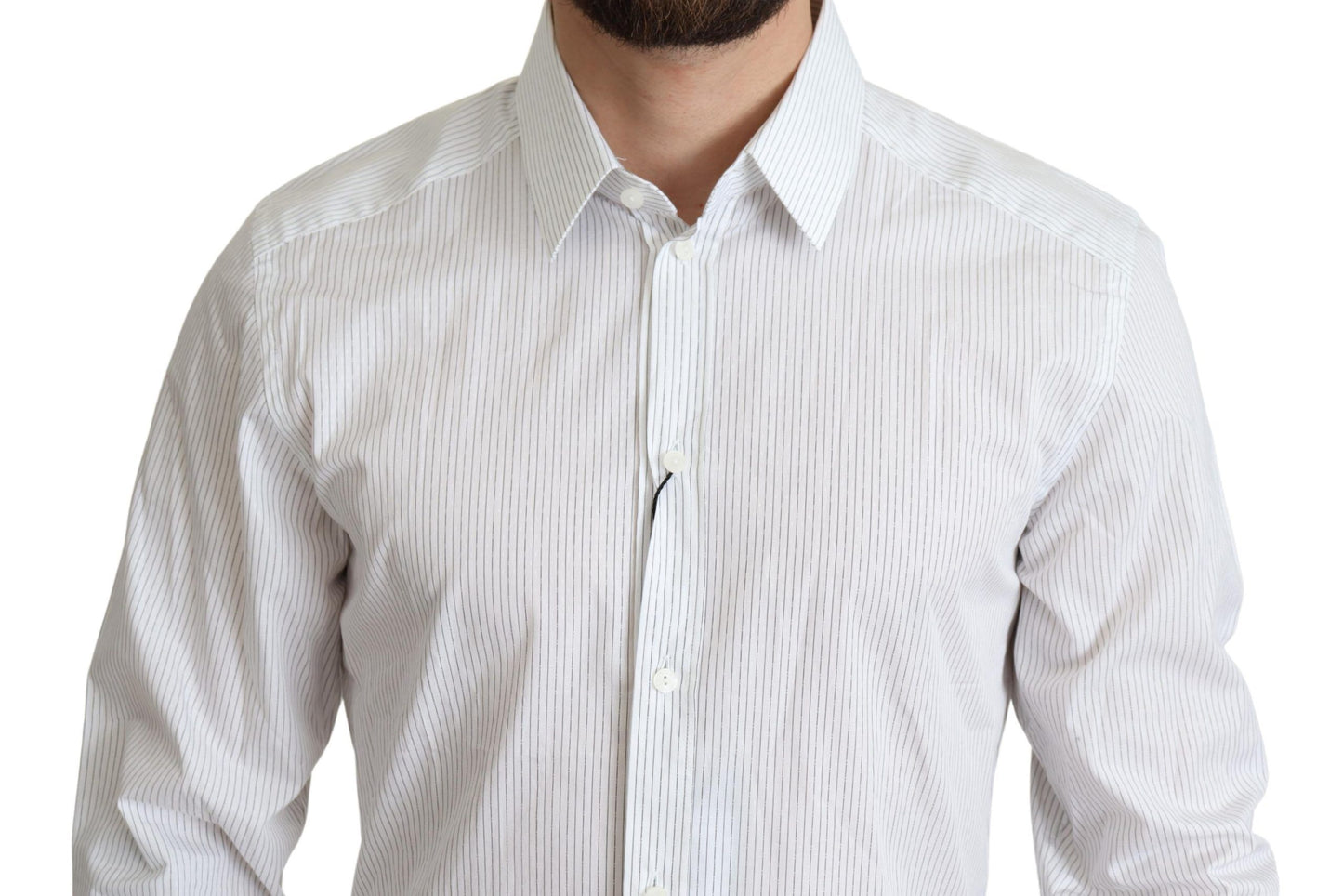 Dolce & Gabbana Camisa de vestir elegante a rayas doradas