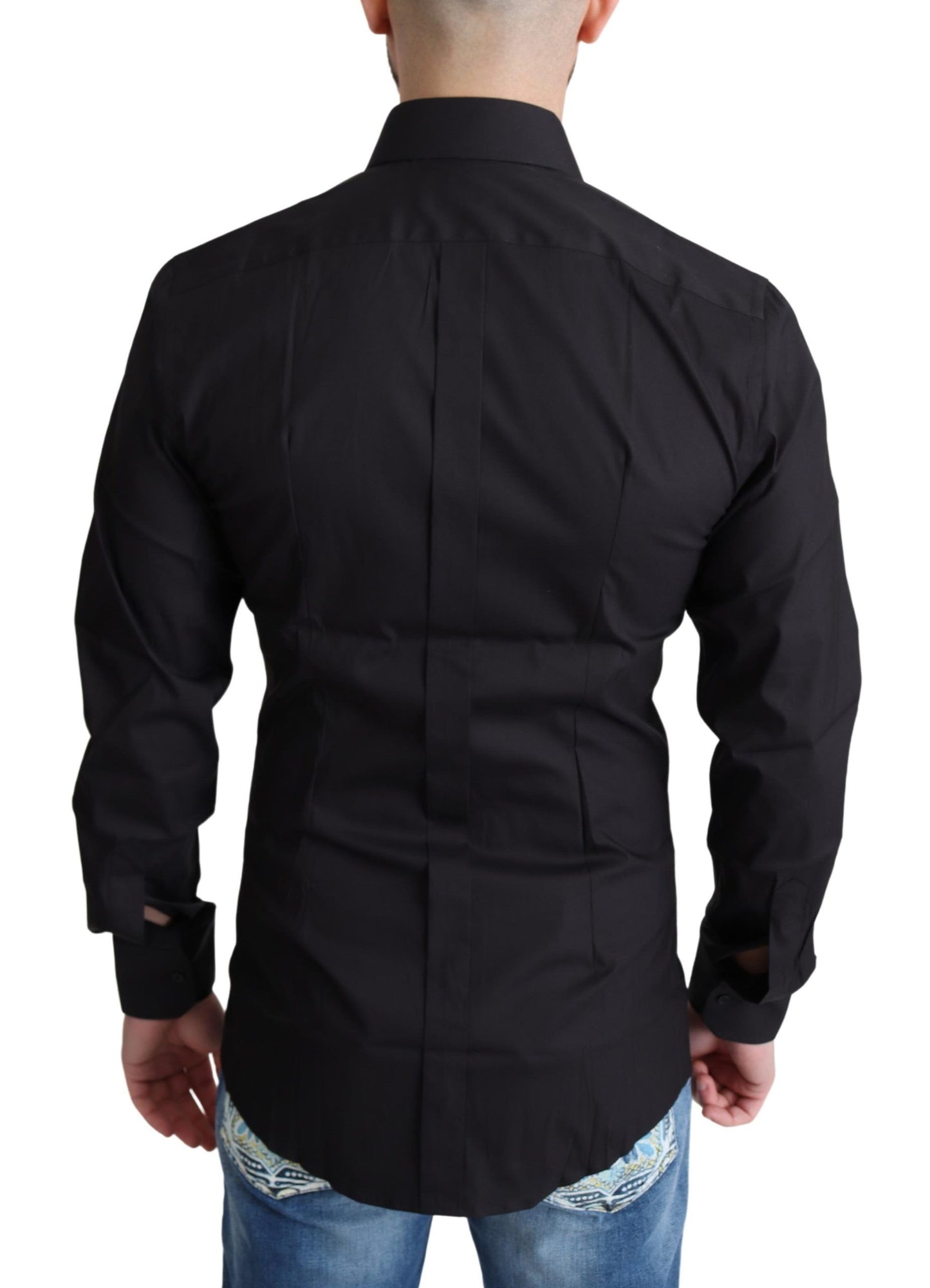 Dolce & Gabbana Elegante camisa de vestir de corte slim en negro dorado