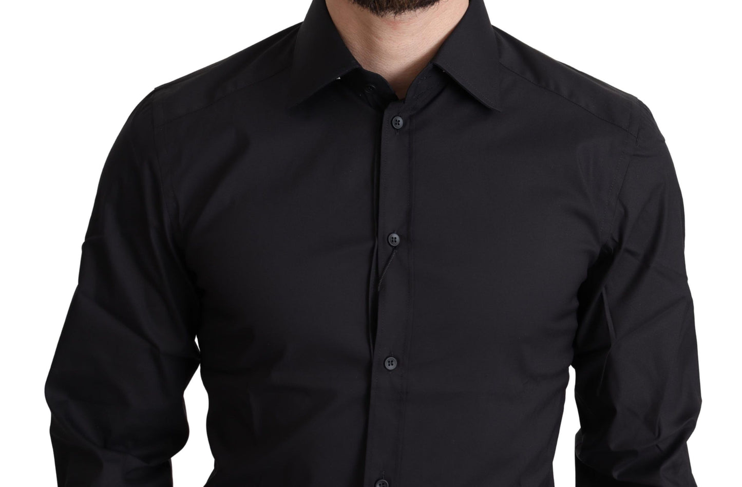 Dolce & Gabbana Elegante camisa de vestir de corte slim en negro dorado