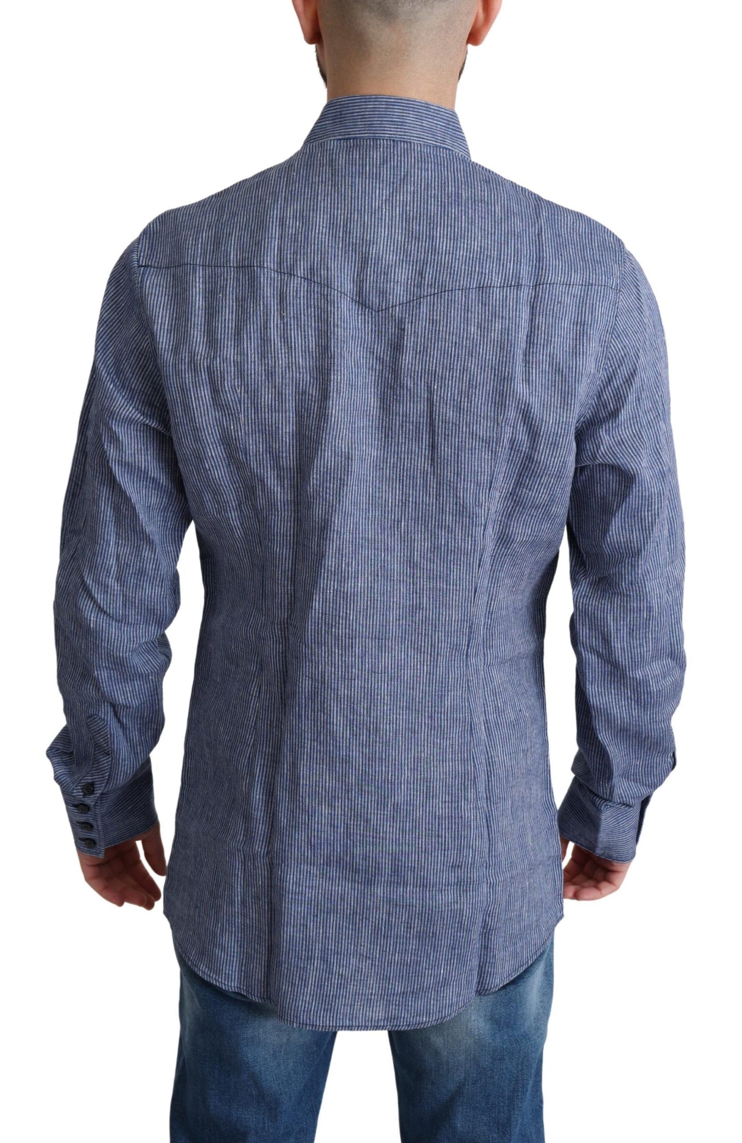Dolce & Gabbana Camisa elegante con botones de lino a rayas