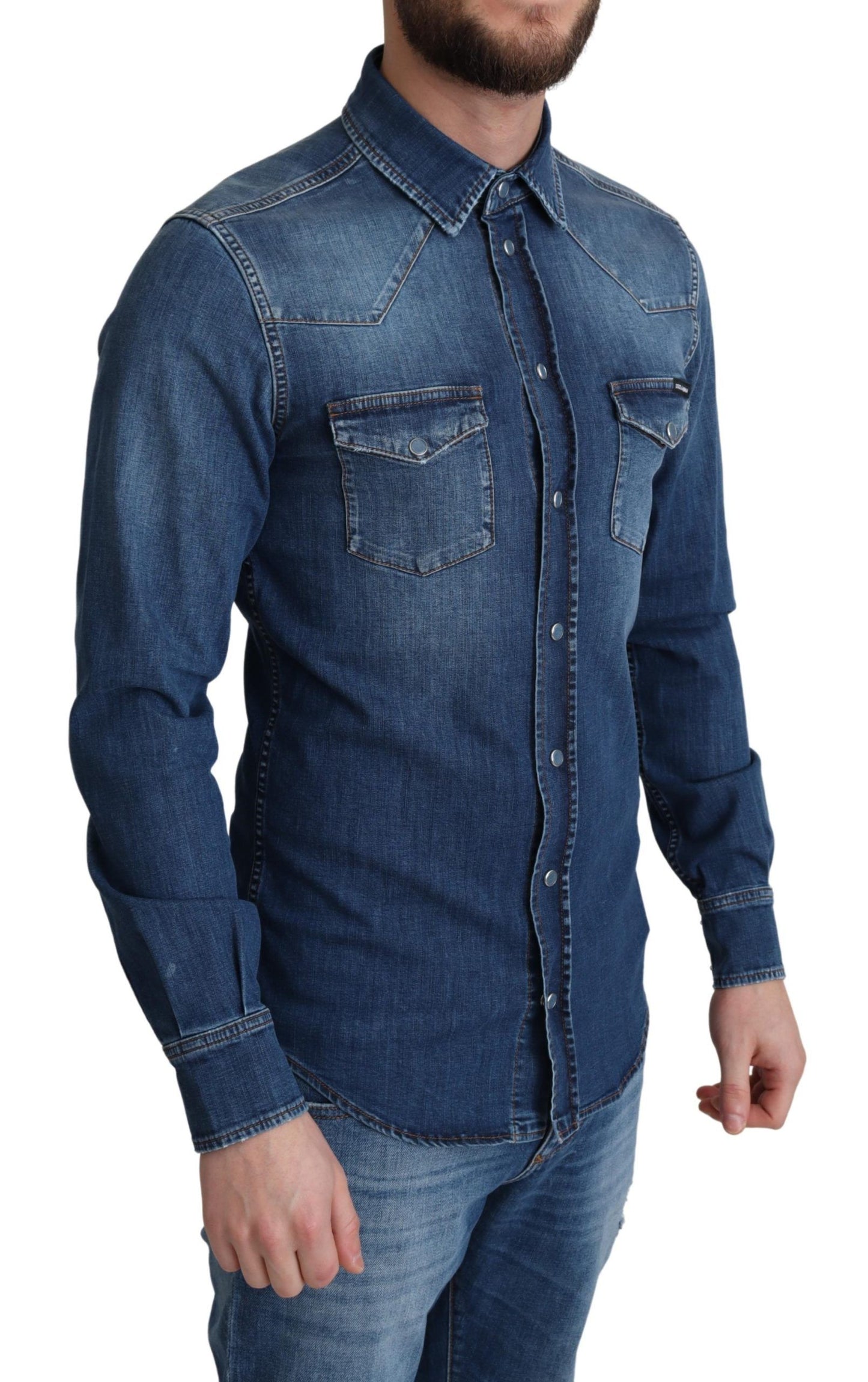 Dolce & Gabbana Camisa casual elegante de mezclilla de manga larga