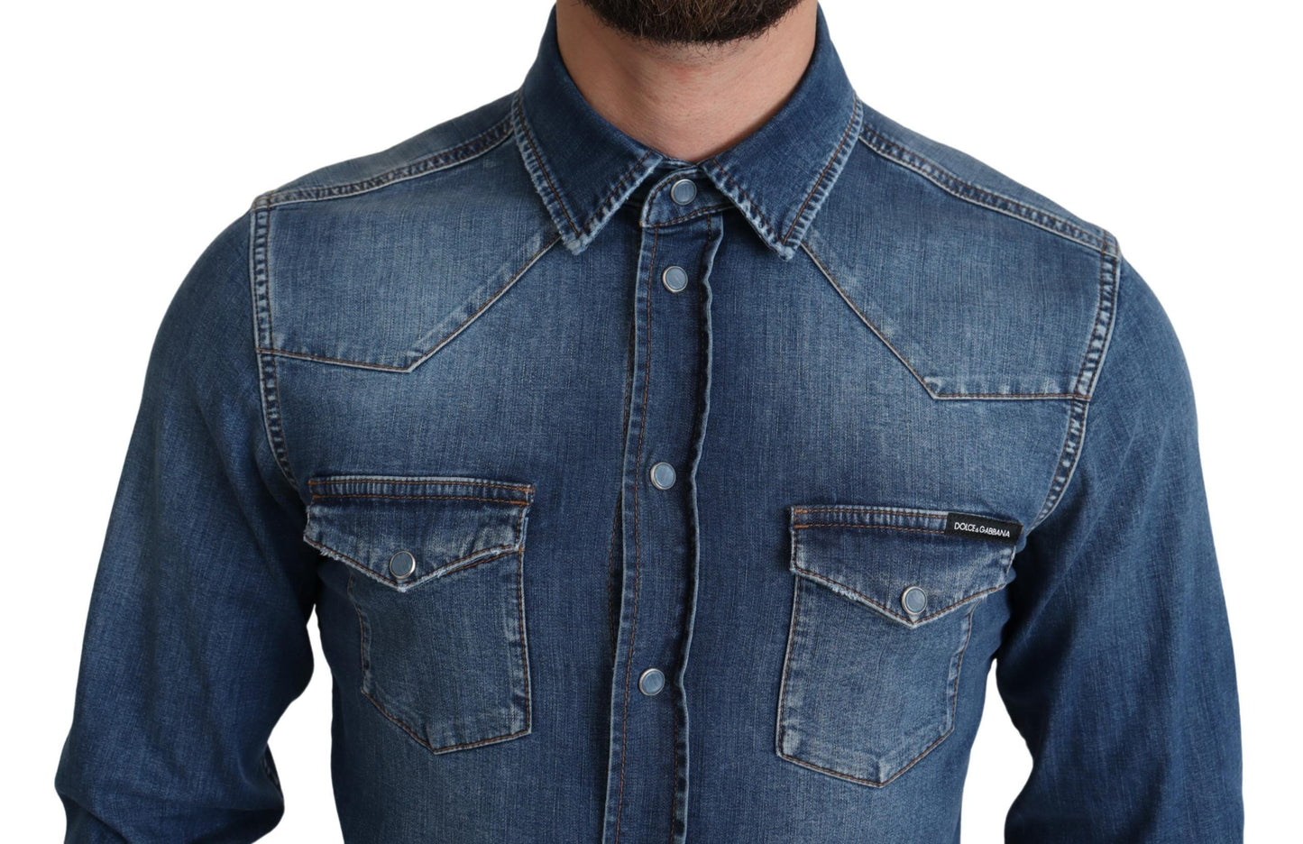 Dolce & Gabbana Camisa casual elegante de mezclilla de manga larga