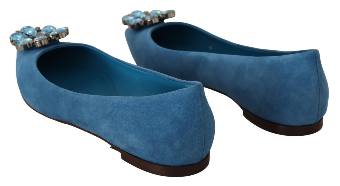 Dolce & Gabbana Elegantes zapatos planos de ante con adornos de cristales