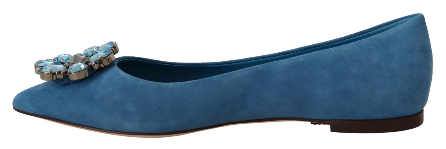 Dolce & Gabbana Elegantes zapatos planos de ante con adornos de cristales