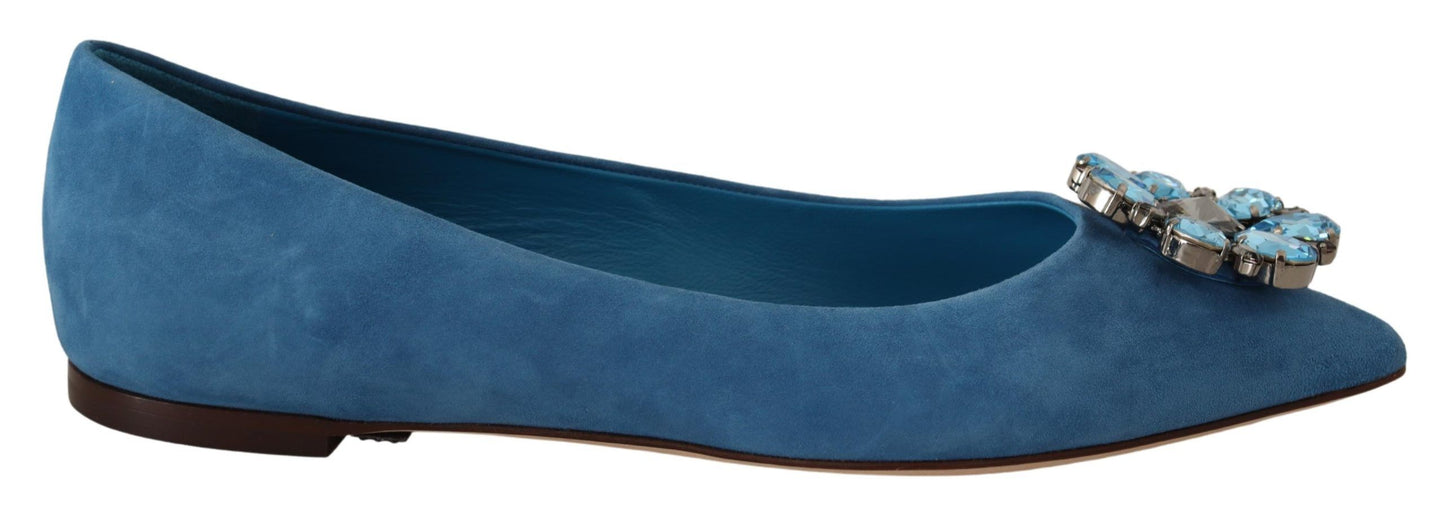 Dolce & Gabbana Elegantes zapatos planos de ante con adornos de cristales