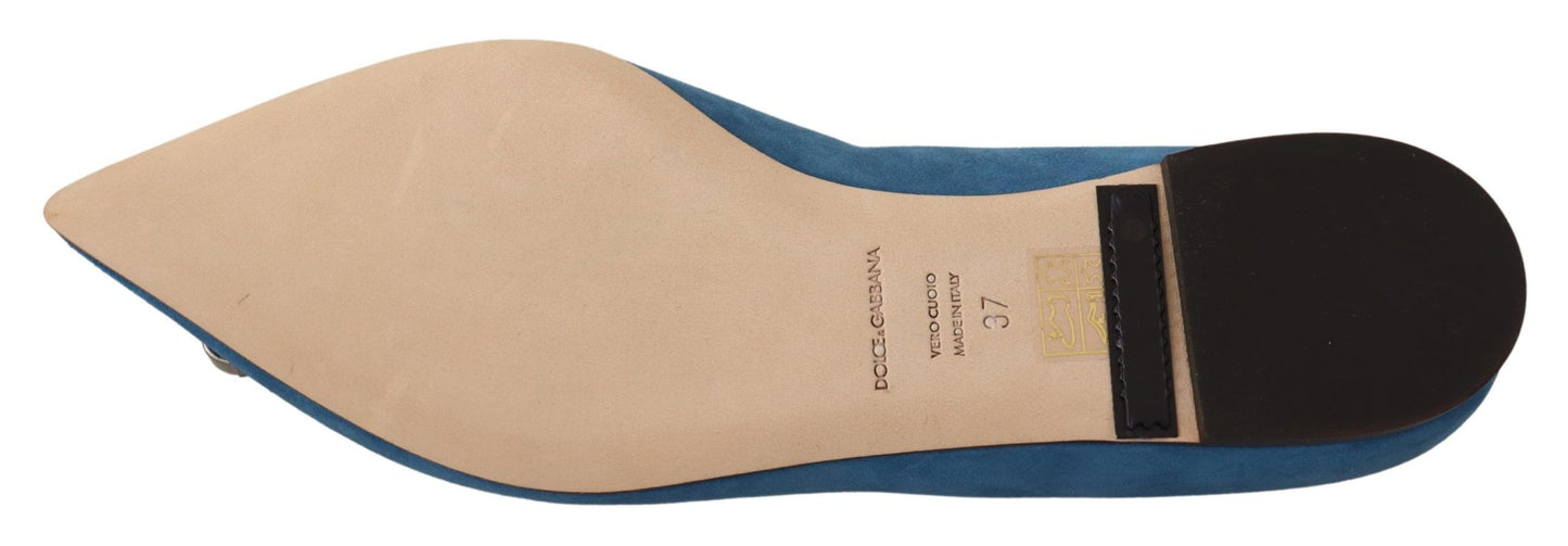 Dolce & Gabbana Elegantes zapatos planos de ante con adornos de cristales