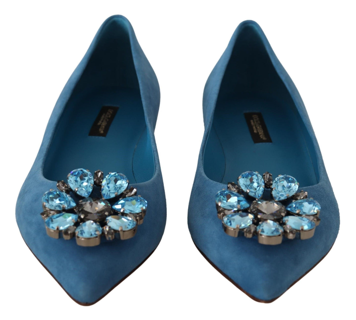 Dolce & Gabbana Elegantes zapatos planos de ante con adornos de cristales
