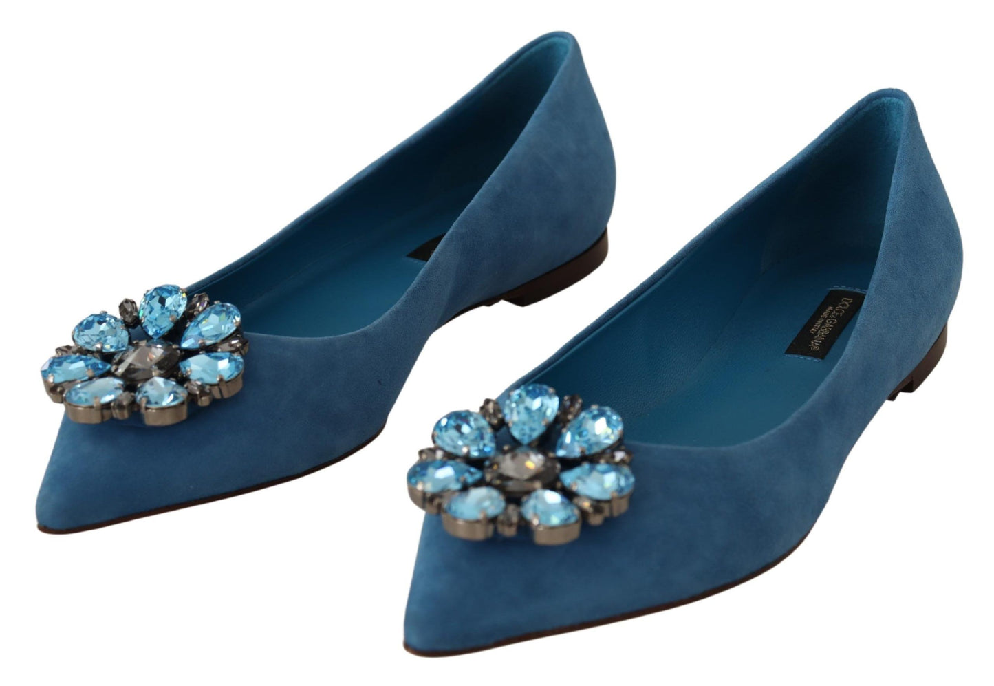 Dolce & Gabbana Elegantes zapatos planos de ante con adornos de cristales