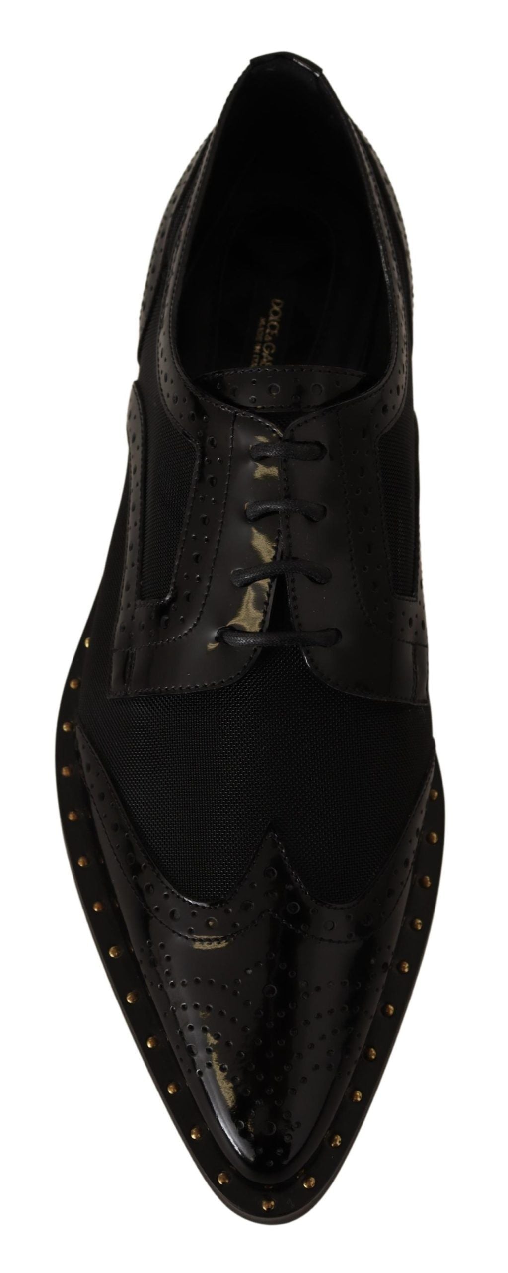 Dolce & Gabbana Elegantes zapatos Oxford con cordones negros con adornos dorados